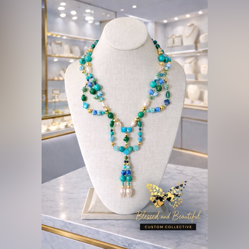 Elegant HANDMADE Multicolor Beaded Necklace (NECKLACE ONLY)
